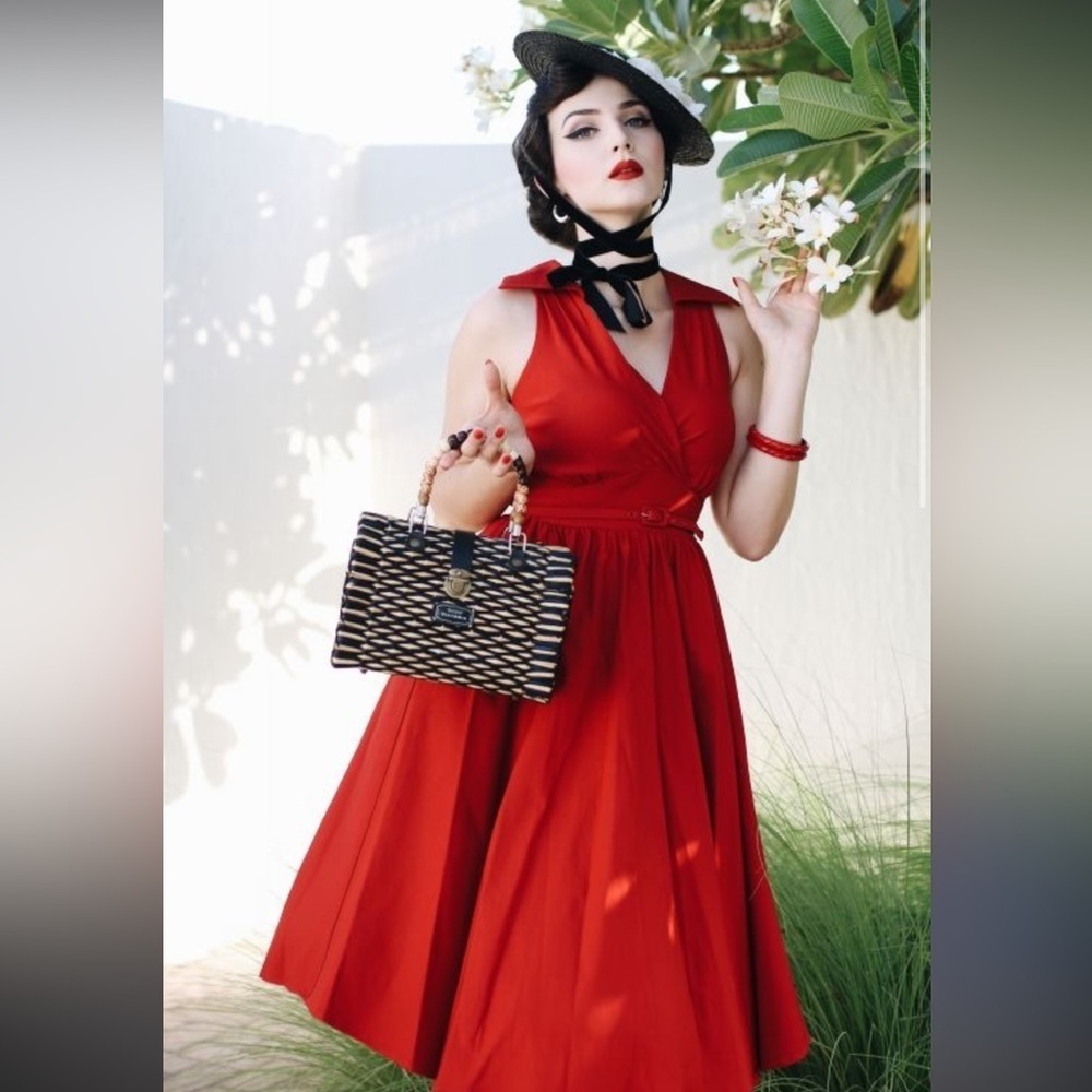Stop Staring Collared Sleeveless Swing Dress in Garnet, Size 12, NWT